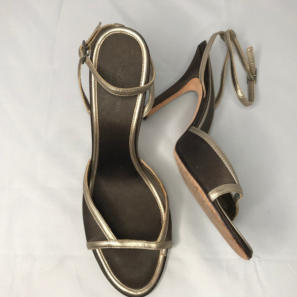 BCBGMaxAzria Leather Peep Toe Ankle Wrap Heels 8